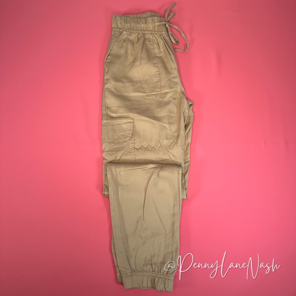 Japna Drawstring Waist Lyocell Cargo Jogger Tan - Picture 8 of 9